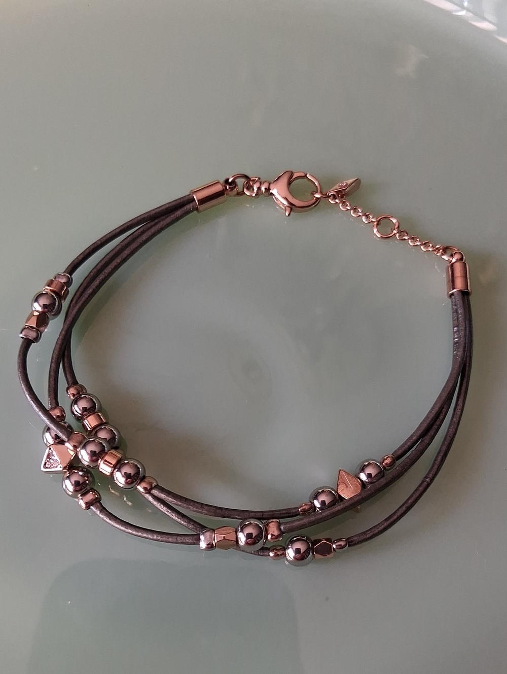 Fossil Leather and Bead Bracelet